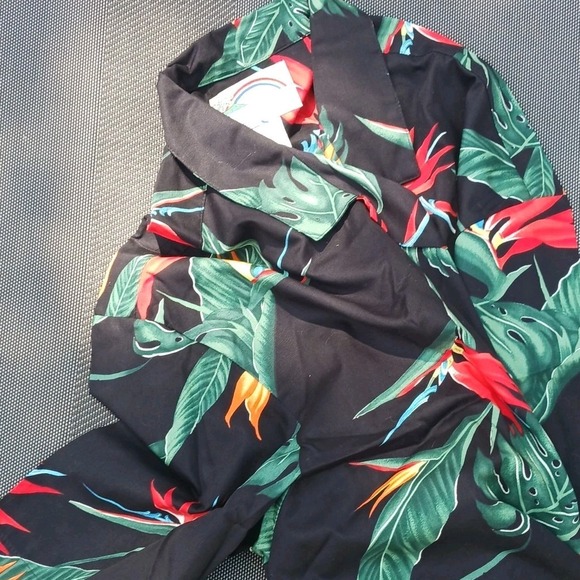 VINTAGE Paradise Found Shirt Black Bird of Paradise Monstera Hawaiian Men's 2XL - Picture 4 of 10
